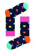 Happy Socks - Heart Sock blauw met multicolour hartjes